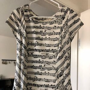 Cream Musical Print Dress